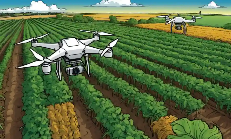 Los doctores que vuelan sobre cultivos mientras los agricultores analizan datos en tabletas.