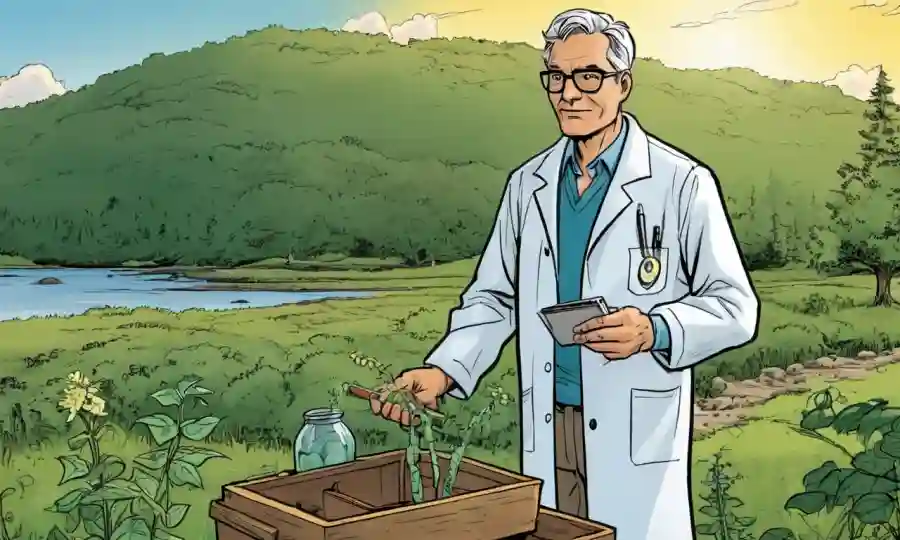 Científico siguiendo pautas mientras recoge muestras de la naturaleza.