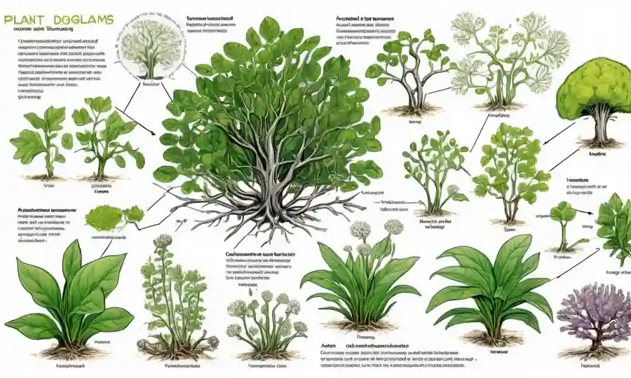 Diagramas científicos que ilustran los mecanismos de interacciones endofiladas por plantas.