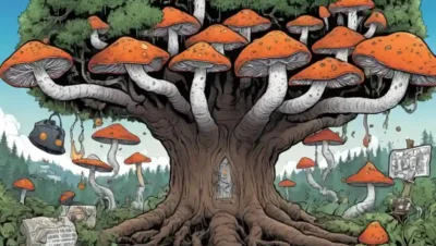Fungi creciendo en un árbol