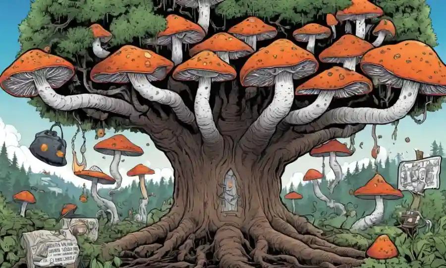 Fungi creciendo en un árbol