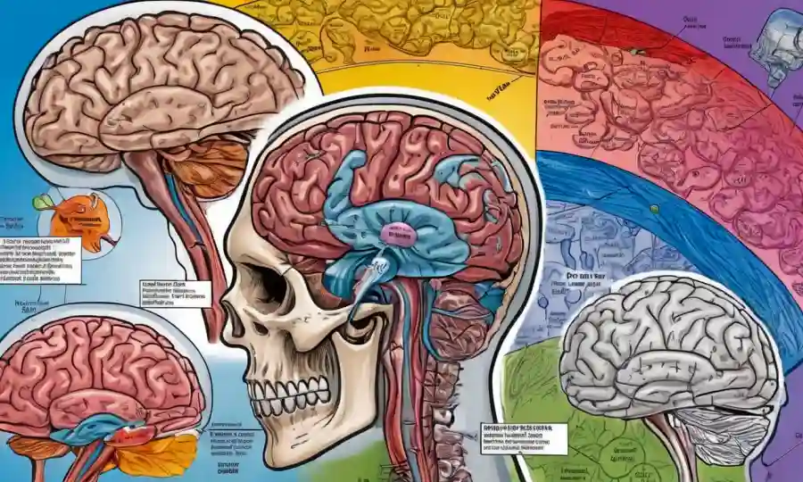 Un diagrama que muestra factores que afectan el tiempo de supervivencia de los tumores cerebrales, con gráficos y gráficos coloridos.