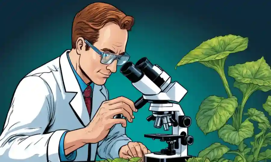 Morfología de plantas de observación científica bajo microscopio.