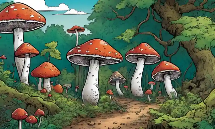Setas creciendo en diversos ambientes, simbolizando la importancia de los cursos de micología.