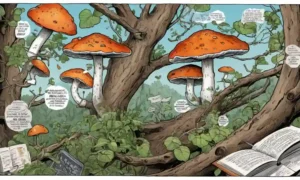 Fungi creciendo en ramas de árboles