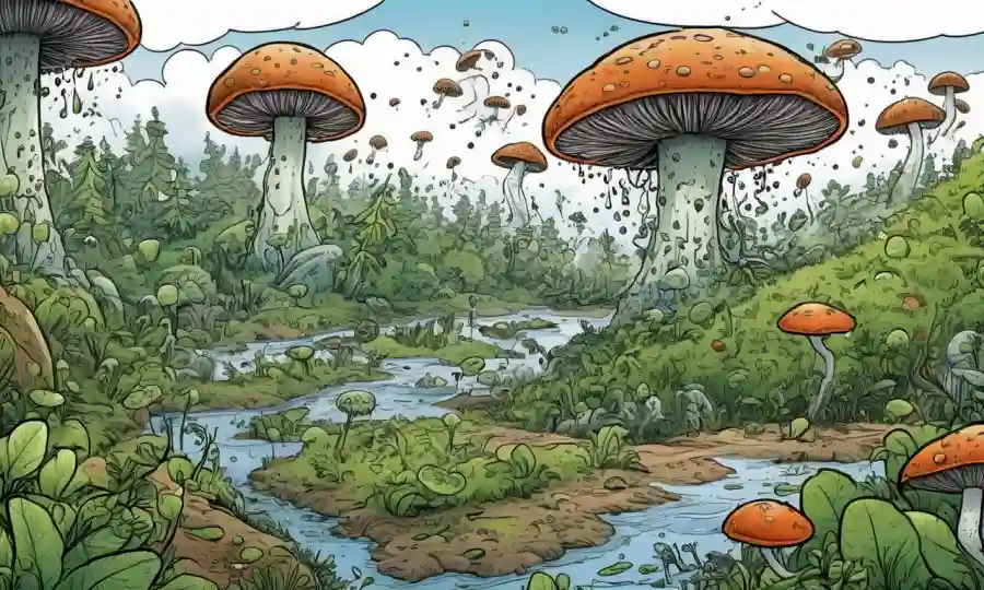 Gráfico ilustrando las condiciones ambientales y sus efectos en el biocontrol fúngico.
