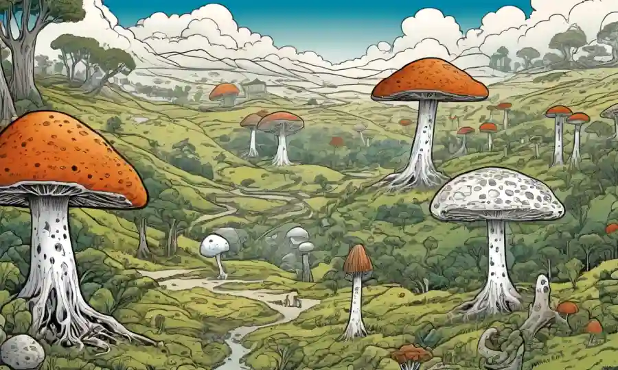 Imágenes científicas y diagramas que ilustran las aplicaciones de micelio en biomateriales.