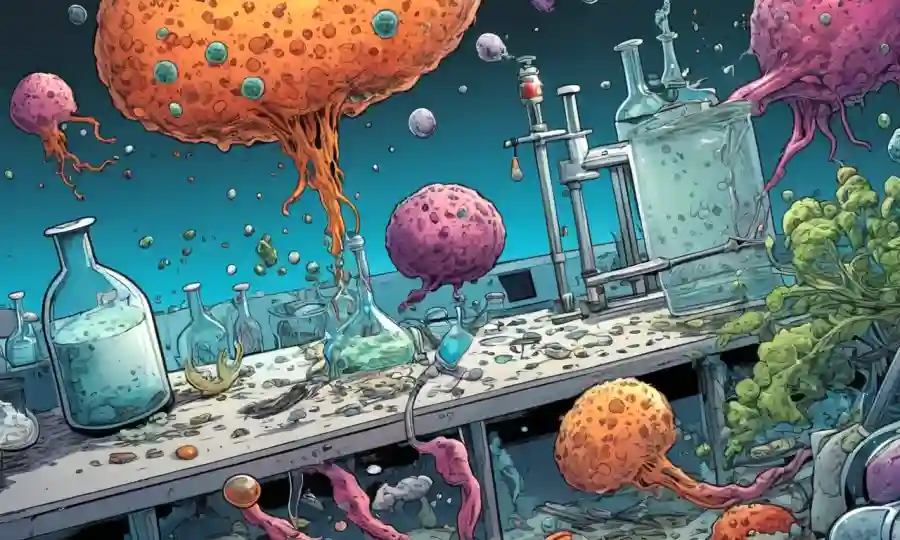 Los organismos microscópicos descomponen la materia orgánica en un entorno de laboratorio.
