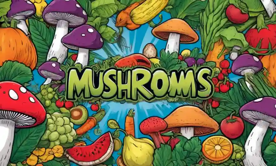 Setas rodeadas de iconos de estilo de vida saludable, como frutas y verduras.