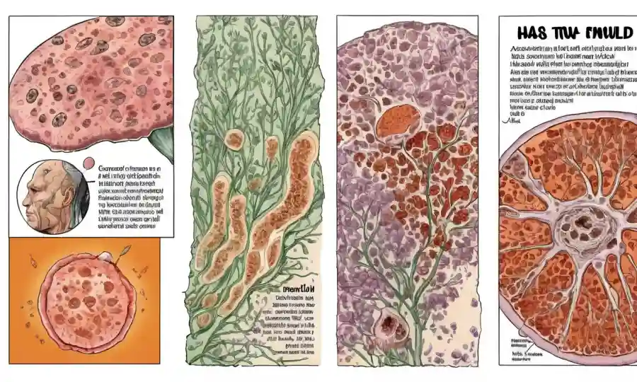 Una imagen de pantalla dividida que muestra diferentes condiciones de piel para hombres y mujeres con infecciones fúngicas en un lado y consejos de salud en el otro.
