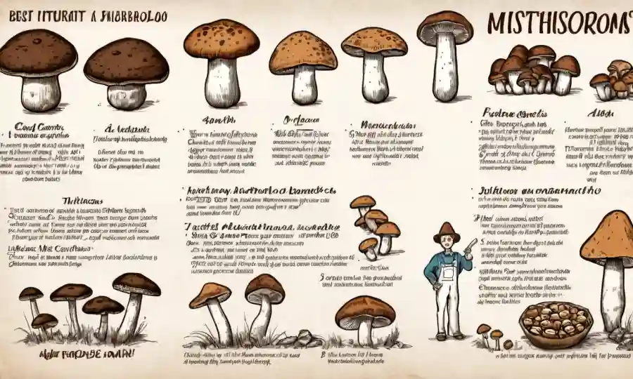 Person holding hongos (shiitake y portobello) con un gráfico que compara los beneficios nutricionales.