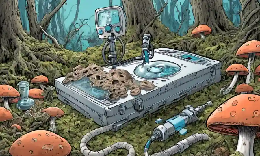 Dispositivos médicos rodeados de hongos
