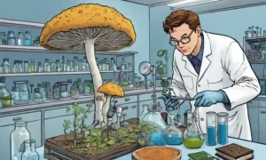 Científico observando el crecimiento de hongos en laboratorio