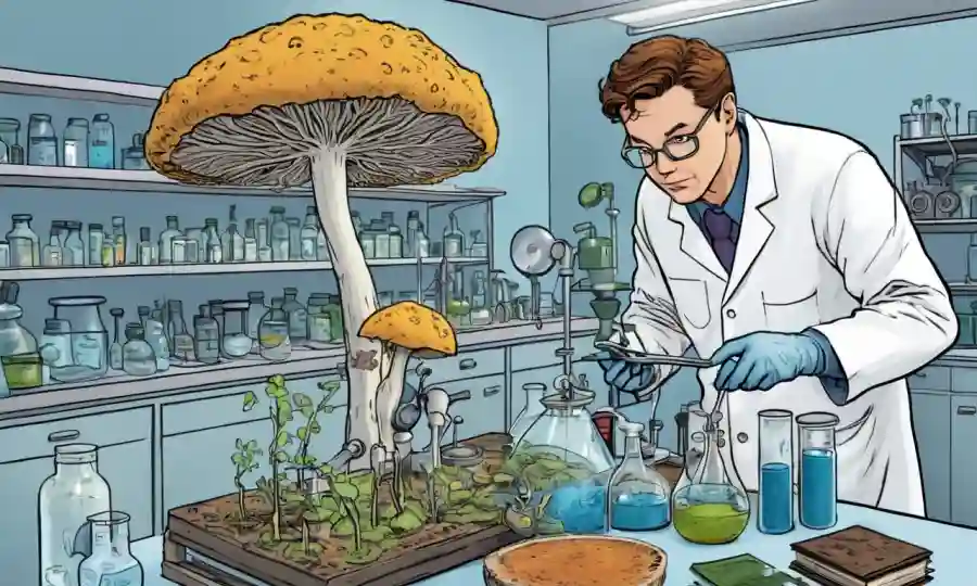 Científico observando el crecimiento de hongos en laboratorio