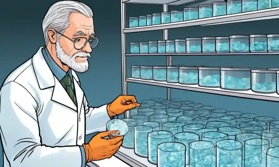 Un científico de laboratorio que estudia la relación entre humedad y crecimiento de micelio en platos petri.