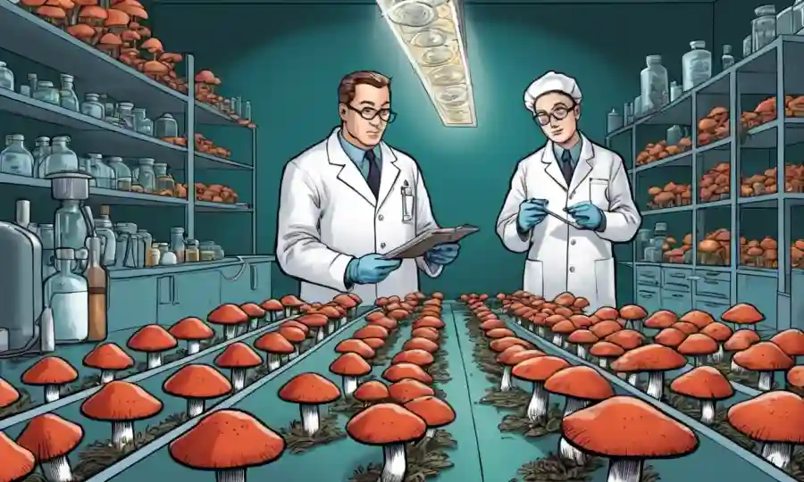 Científico examinando hongos en un laboratorio, destacando su significado.