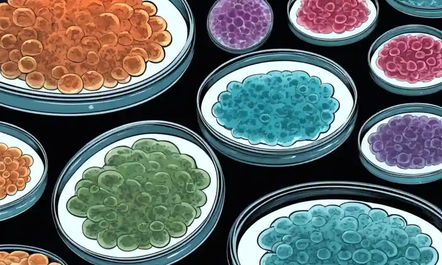 Platos petri de laboratorio que muestran crecimiento de hongos influenciados por compuestos químicos.