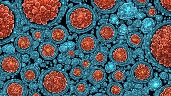 Una imagen de microscopio que muestra células fúngicas reaccionando a sustancias químicas.