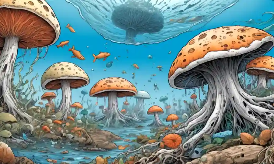 Efectos hipotetizados de contaminación plástica en fisiología fúngica.