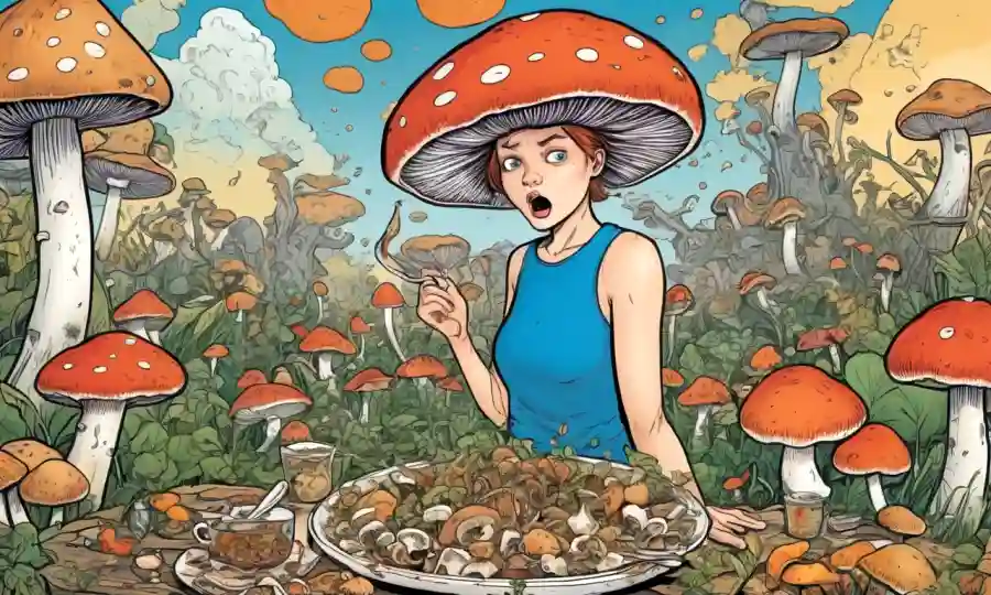 Una rutina diaria de las personas se interrumpe por los efectos de comer setas