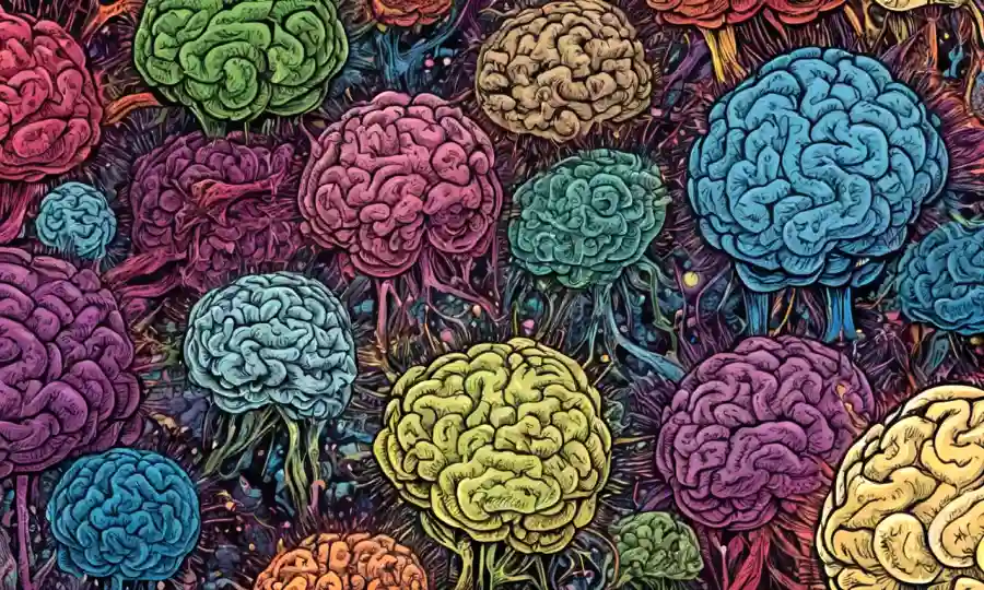 Las redes neuronales cerebrales se visualizan como patrones psicodélicos reaccionando a sustancias psicoactivas.