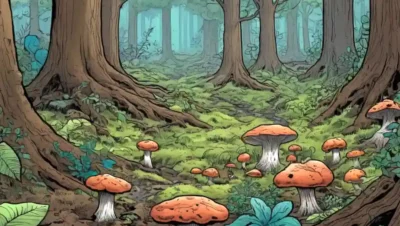 Red micelial debajo del suelo forestal