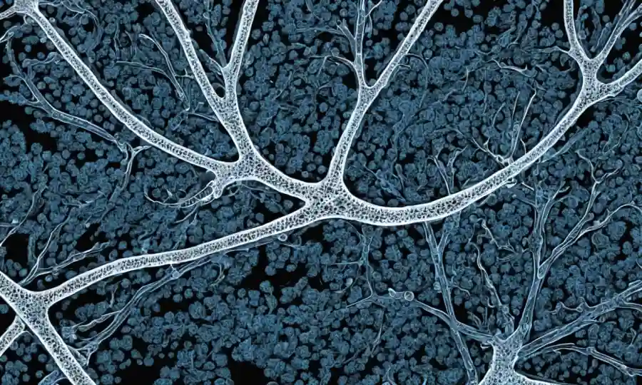 Una imagen microscópica de hifa de hongos, destacando su estructura y función.