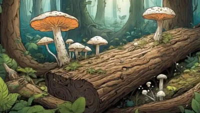 Mycelium creciendo en un tronco