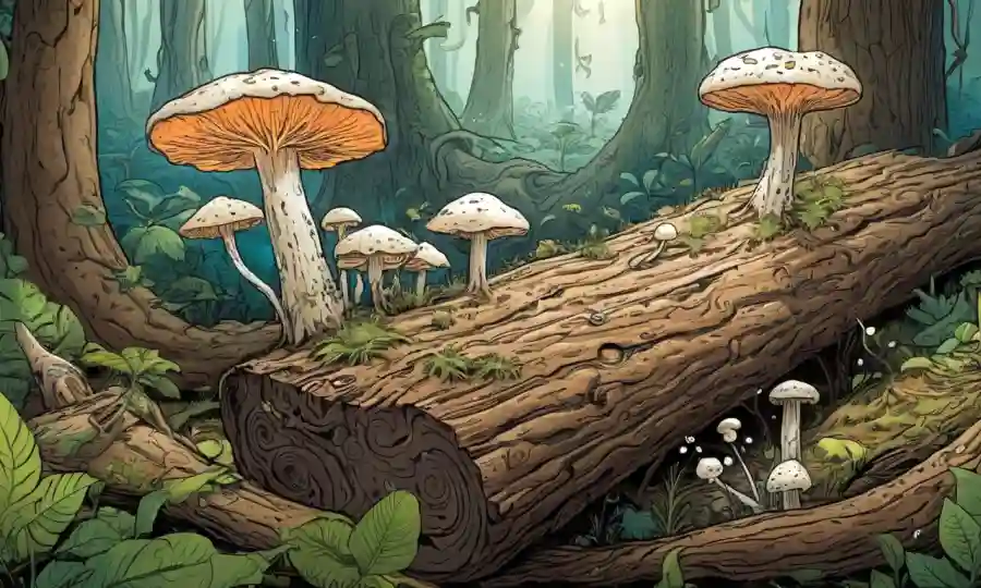 Mycelium creciendo en un tronco
