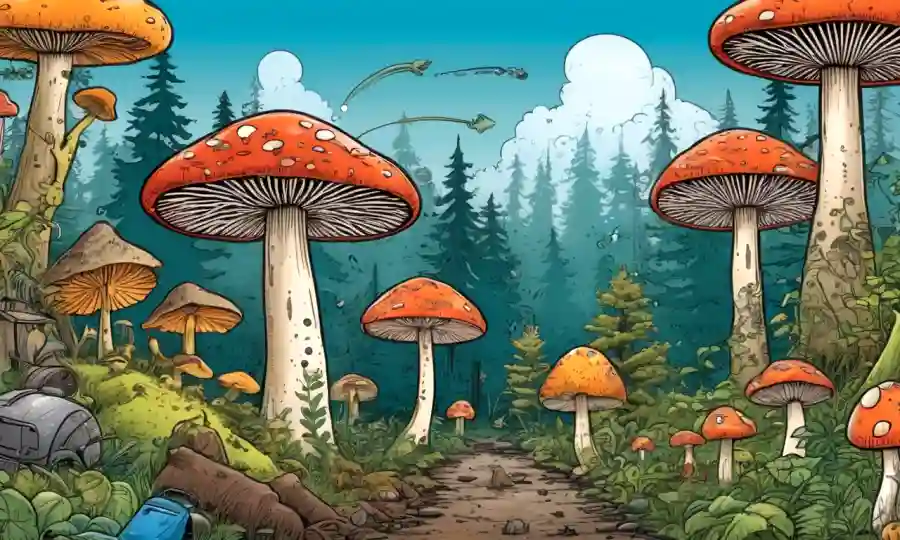 Setas creciendo en un bosque