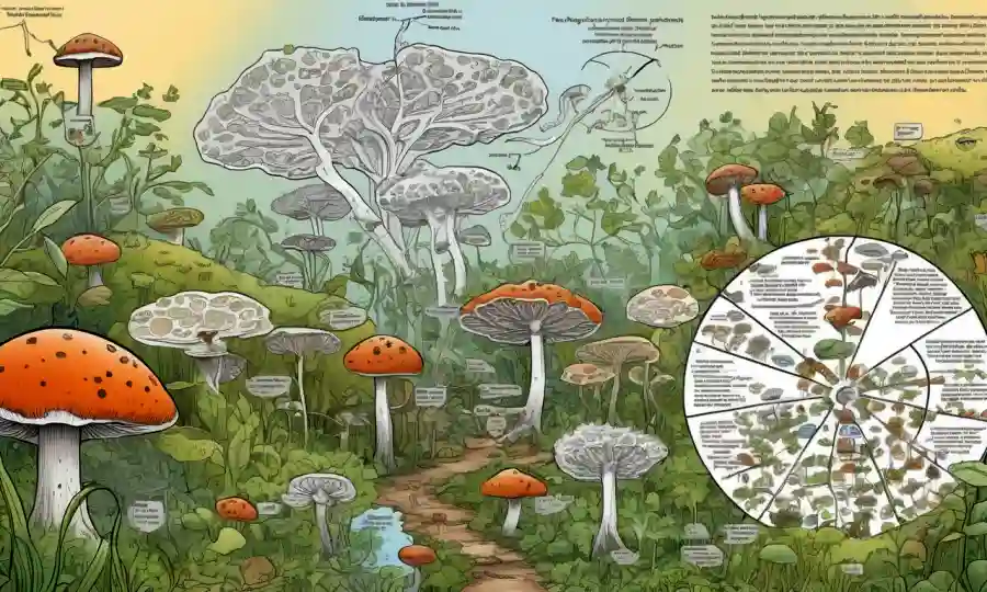 Un diagrama que ilustra el proceso de investigación filogenética fúngica en un contexto de página de revista científica.