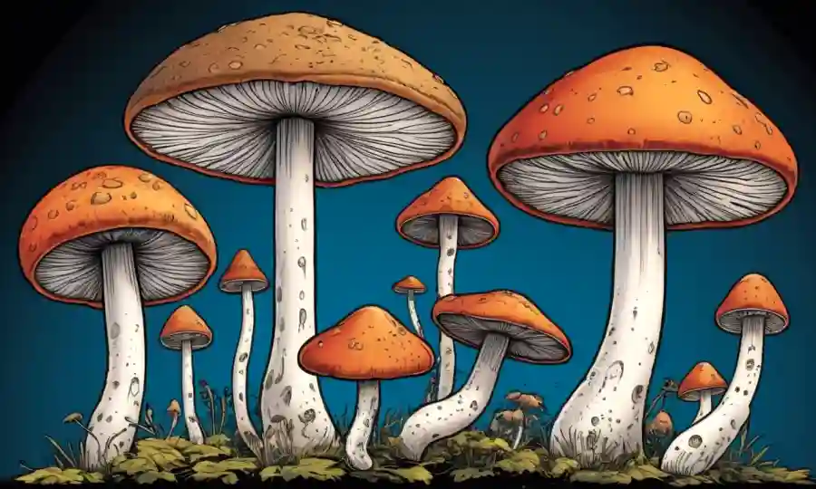 Fungi creciendo en varias formas, destacando su diversidad morfológica.