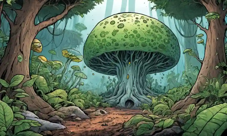 Concepto de Mycoremediation: microorganismos que trabajan bajo plantas en una relación simbiótica.