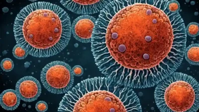 División microscópica de hongos e ilustraciones de crecimiento.