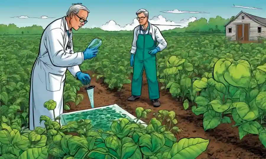 Investigadores científicos que estudian interacciones con endosis vegetales y efectos plaguicidas en el medio ambiente.