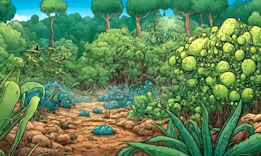Organismos microbianos que crecen dentro de los tejidos vegetales en un ecosistema forestal agrícola.