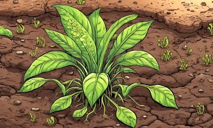 Plantas que crecen entre el suelo con endofitas microscópicas que combaten enfermedades.
