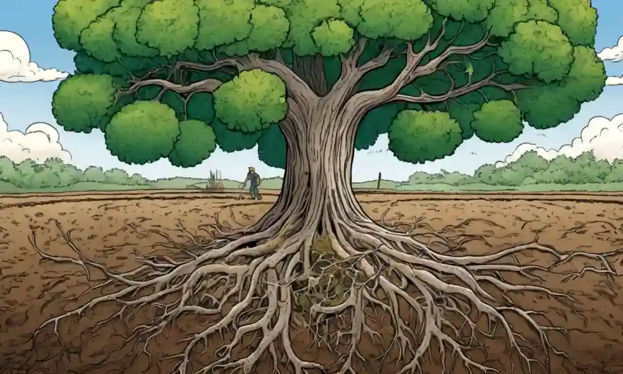 Microbial endophytes surrounding plant roots in a sustainable agricultural context.