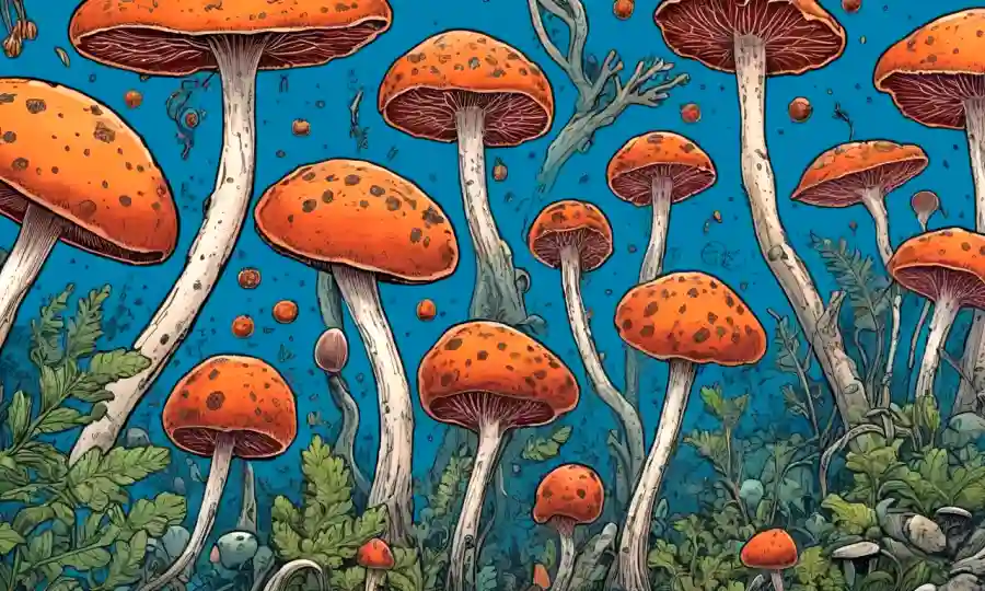 Las ilustraciones científicas de los mecanismos fúngicos que interactúan dentro de las células humanas.