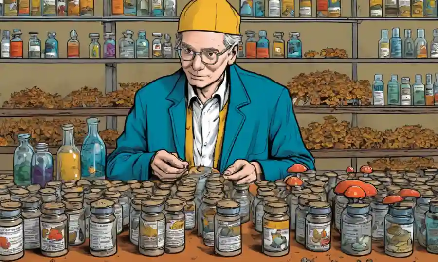 Una persona que combina hongos con botellas de prescripción advierte sobre posibles riesgos.
