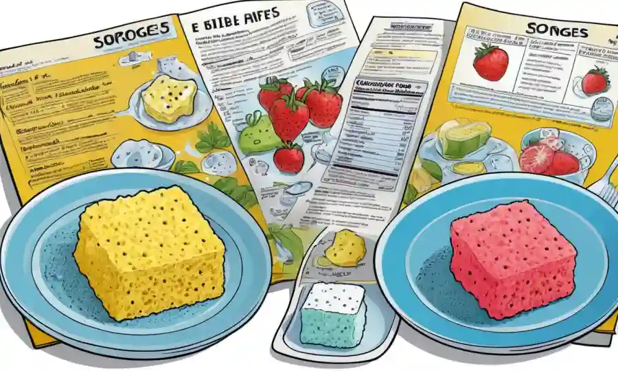 Un plato de esponjas comestibles (esclerocios) con una comparación de pantalla dividida de beneficios nutricionales y guías de seguridad.