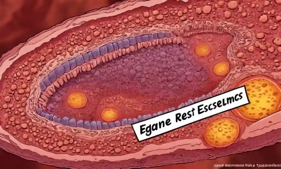 Imagen microscópica de características de esclerosis resistentes con relés de texto explicativo.
