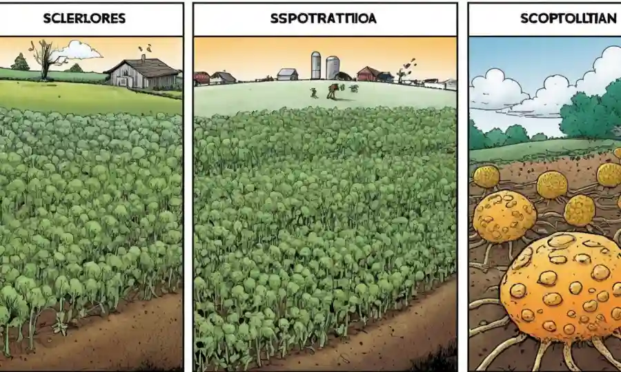Representación visual destacando las diferencias entre esclerocia y esporas en la investigación agrícola y biotecnológica.