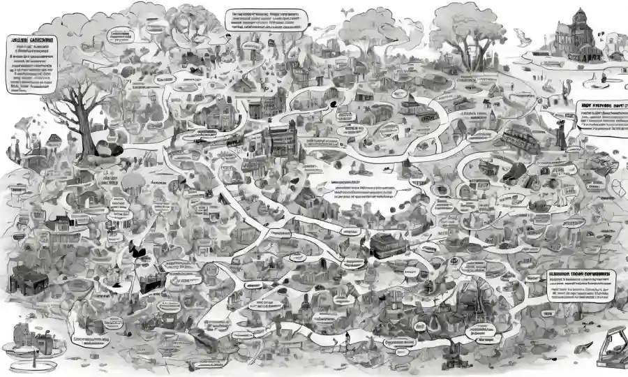Un mapa de concepto creativo rodeado de notas e ideas para estrategias de proyecto simbiótico.