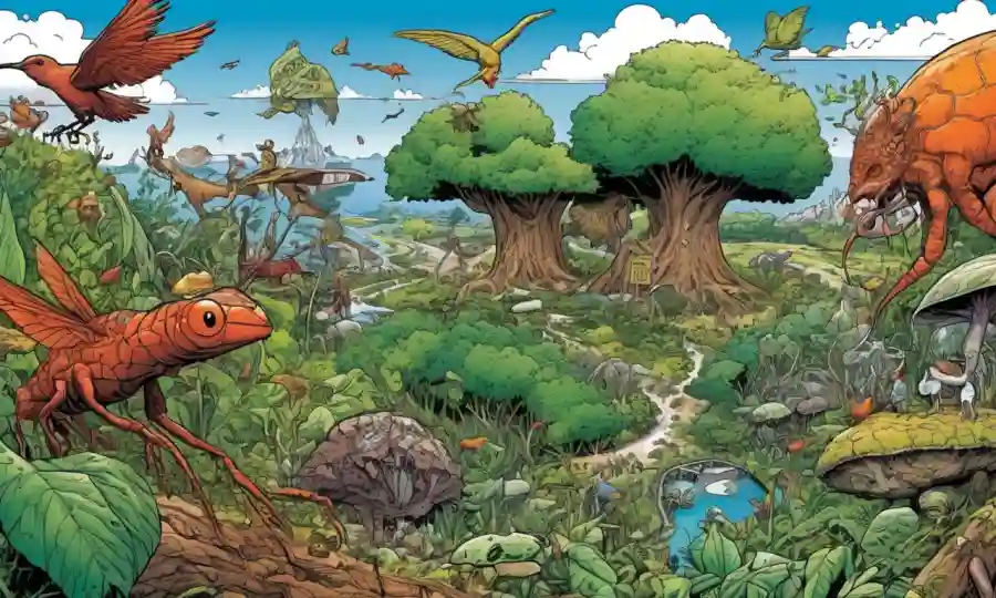 Una imagen que muestra diferentes formas de simbiosis (ecológica o profesional) con un concepto ambiental en el fondo.