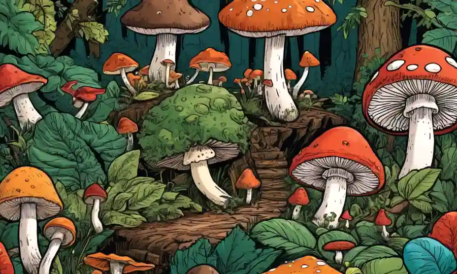 Cierre de varios tipos de hongos en entornos forestales
