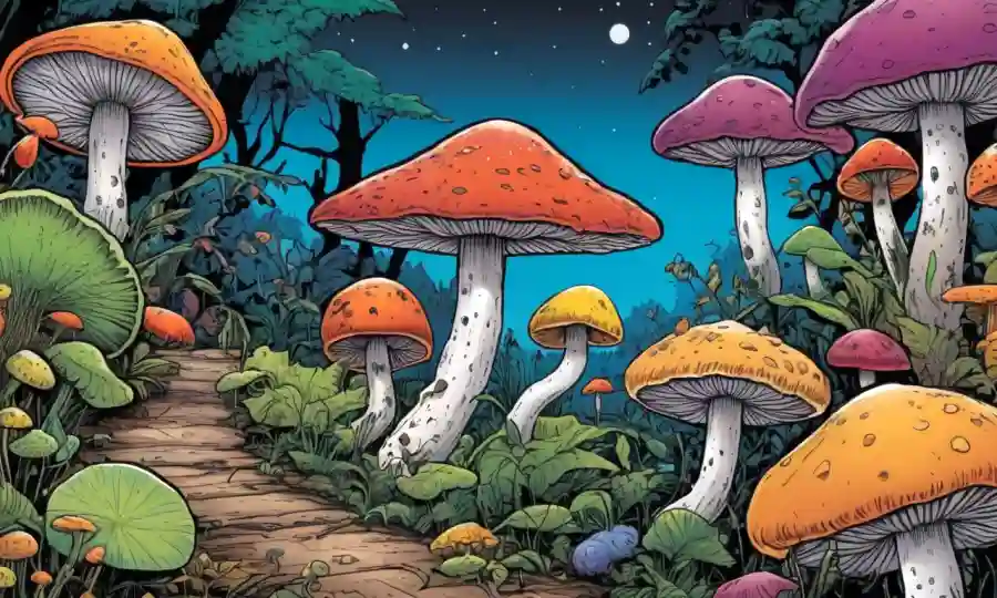 Una variedad de especies de hongos coloridos en ecosistemas variables.