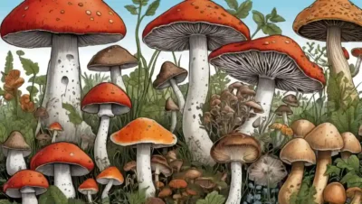 Diversos tipos de hongos creciendo juntos