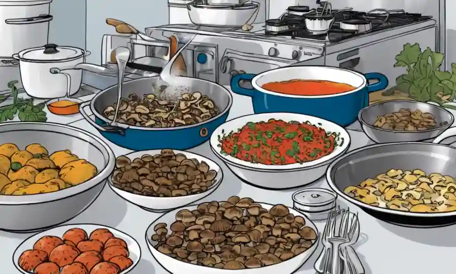 Se preparan baños en diversas formas para platos en un entorno de cocina gourmet.