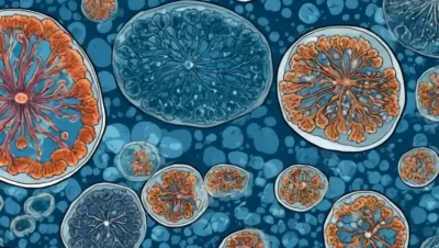 Las células de hongos microscópicos se multiplican y se dividen dentro de un plato petri.
